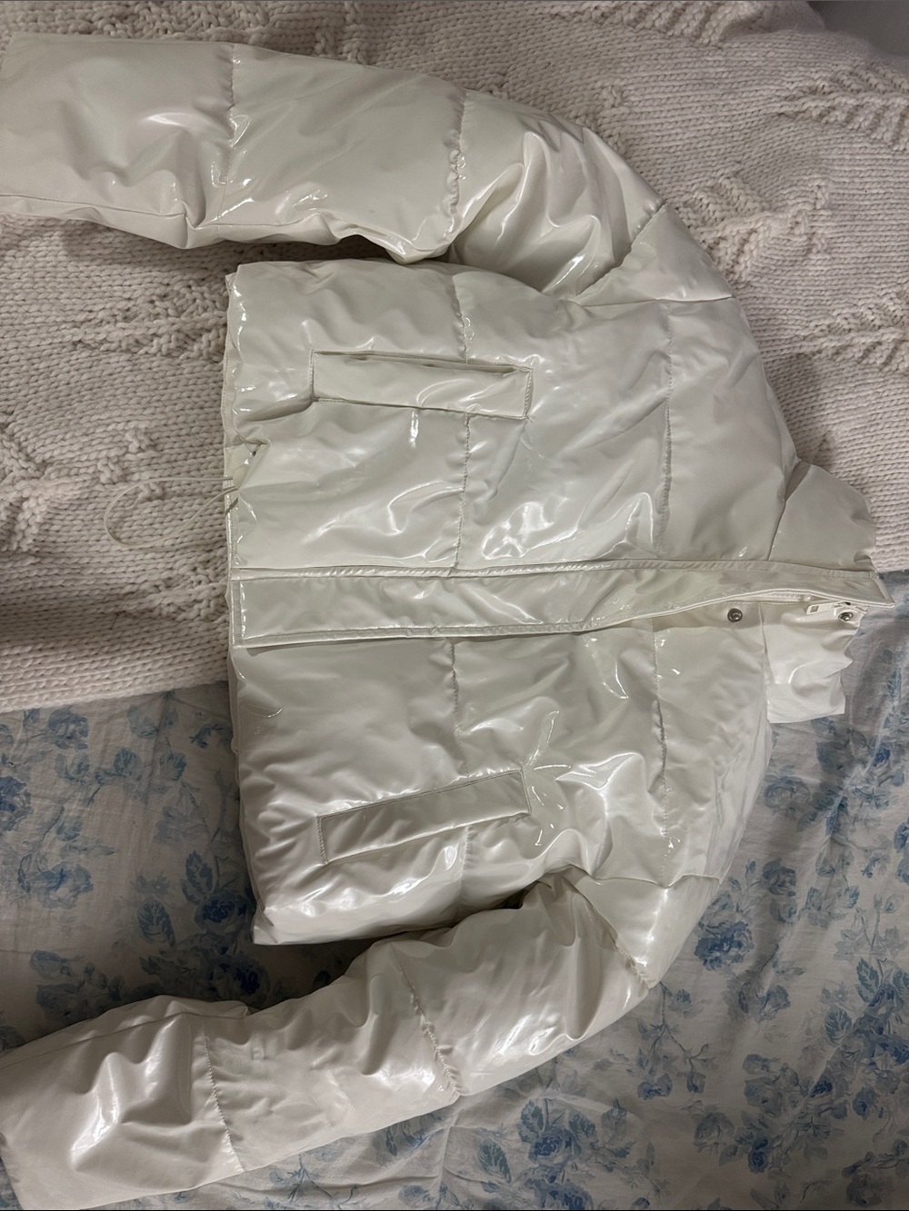 Pretty Little Thing White Puffer Jacket - cropped
